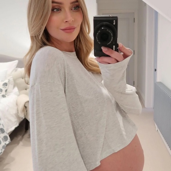 Bumpsuit Cloud Cotton Oversized Long Sleeve Crop Tee Top Heather Gray Sz Small - Picture 1 of 10